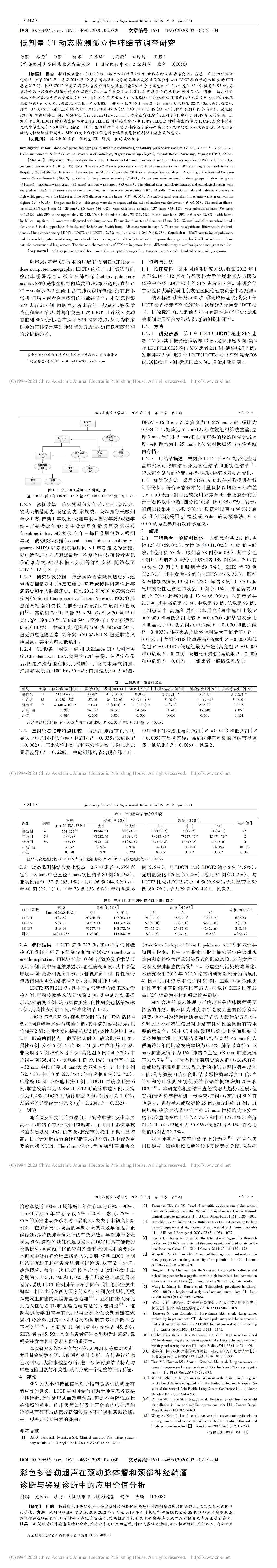 低剂量CT动态监测孤立性肺结节调查研究