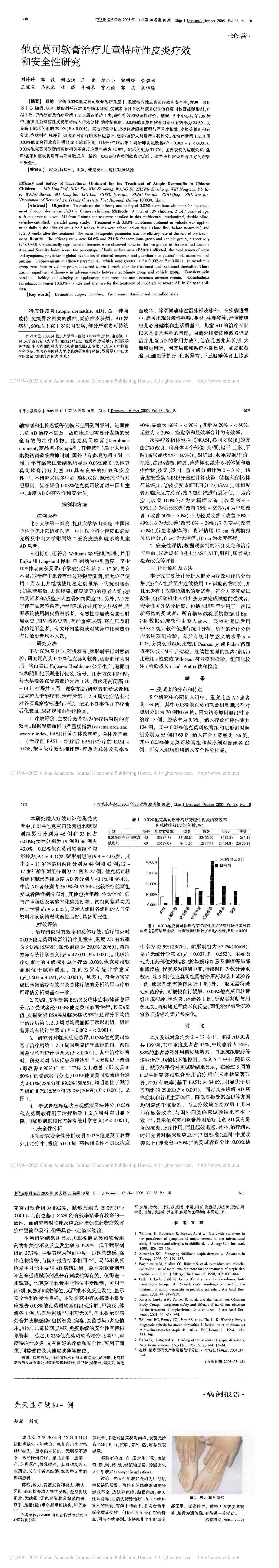 他克莫司软膏治疗儿童特应性皮炎疗效和安全性研究