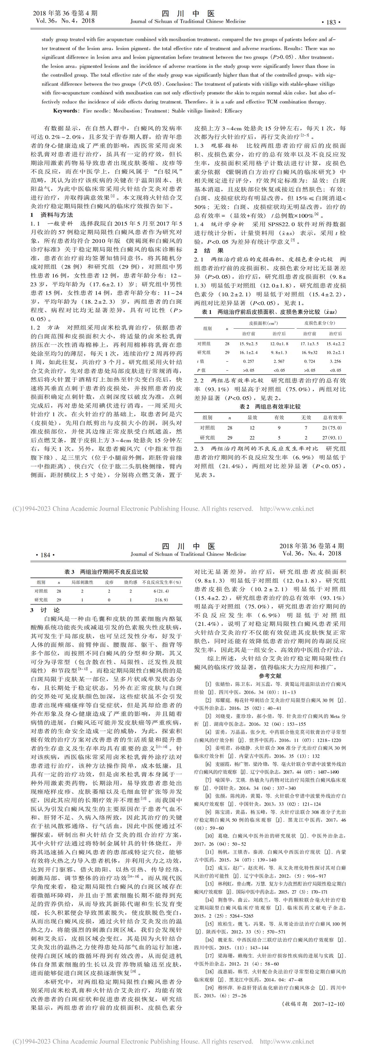 火针结合艾灸治疗稳定期局限性白癜风临床分析