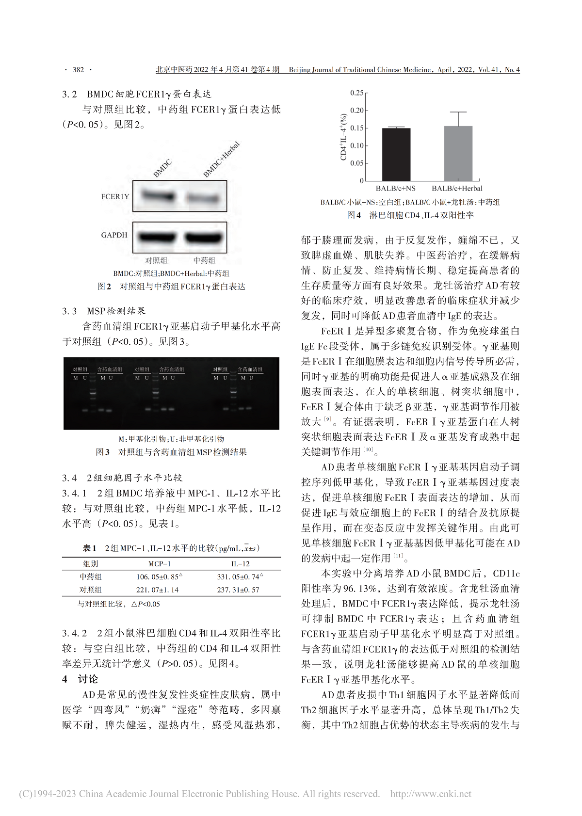 龙牡汤对特应性皮炎小鼠树突状细胞IgE高亲和力 受体γ亚基启动子甲基化水平及Th分化的影响