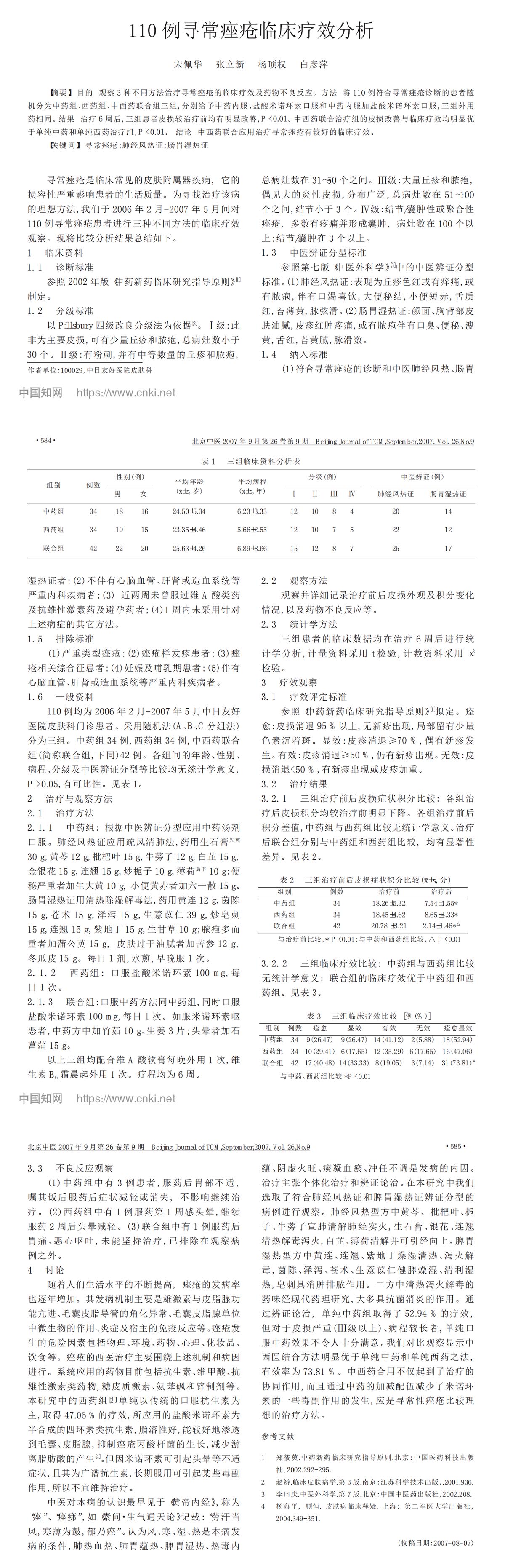 110 例寻常痤疮临床疗效分析