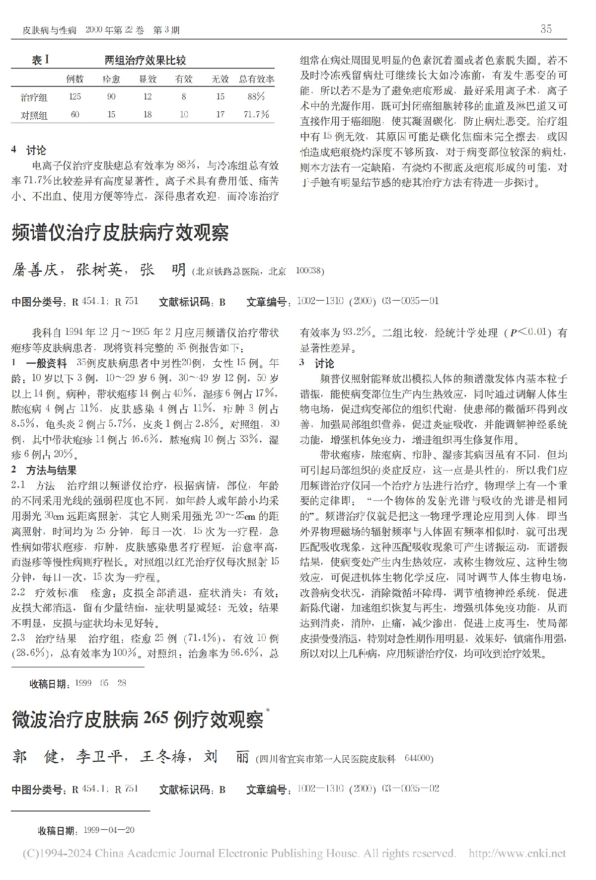 频谱仪治疗皮肤病疗效观察