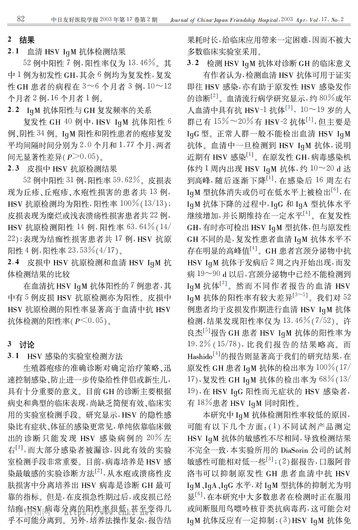 生殖器疱疹患者血清 IgM 抗体和皮损抗原检测的意义