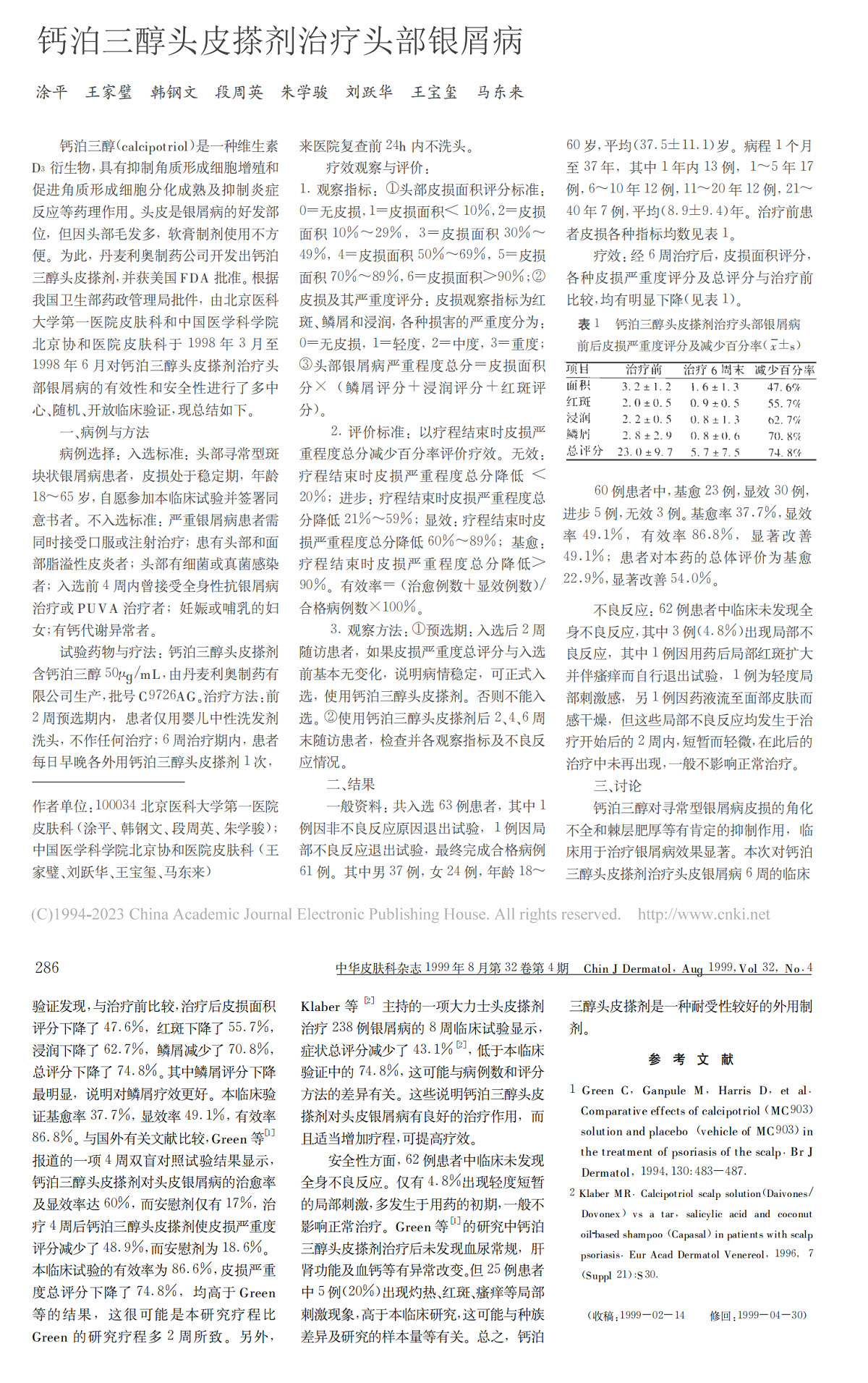 钙泊三醇头皮搽剂治疗头部银屑病