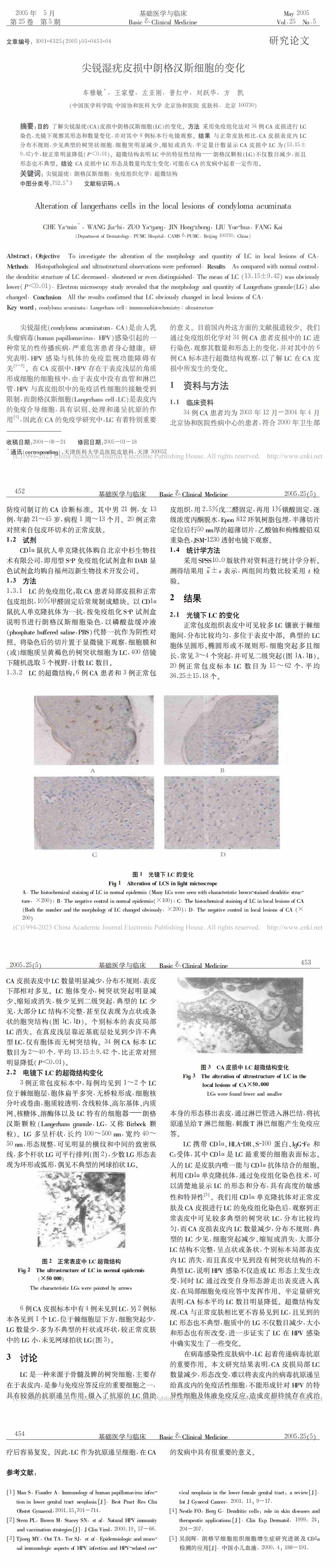 尖锐湿疣皮损中朗格汉斯细胞的变化