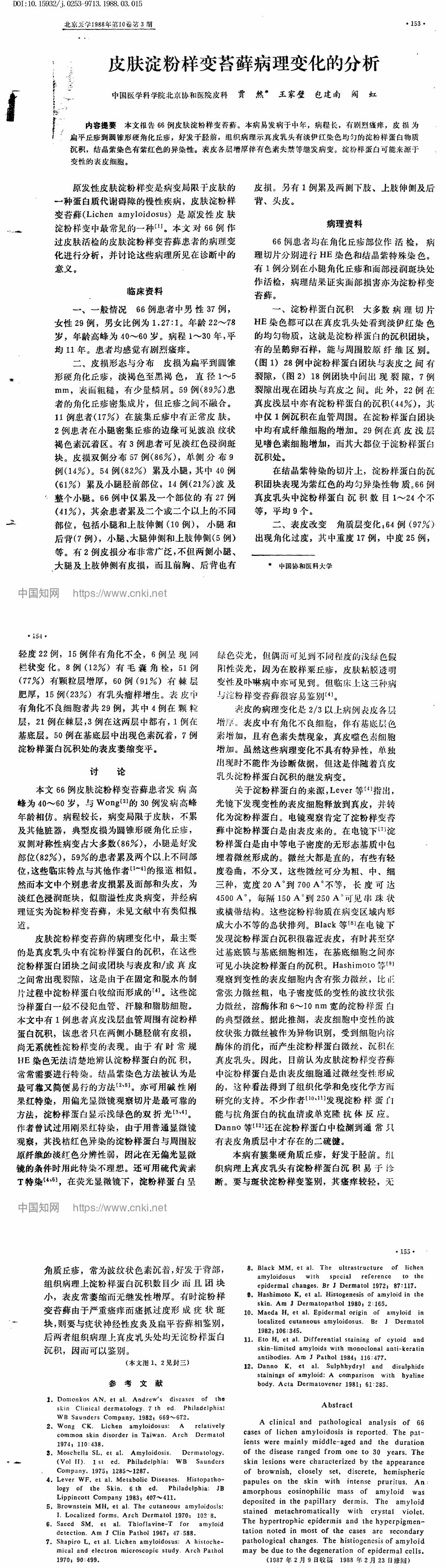 皮肤淀粉样变苔藓病理变化的分析