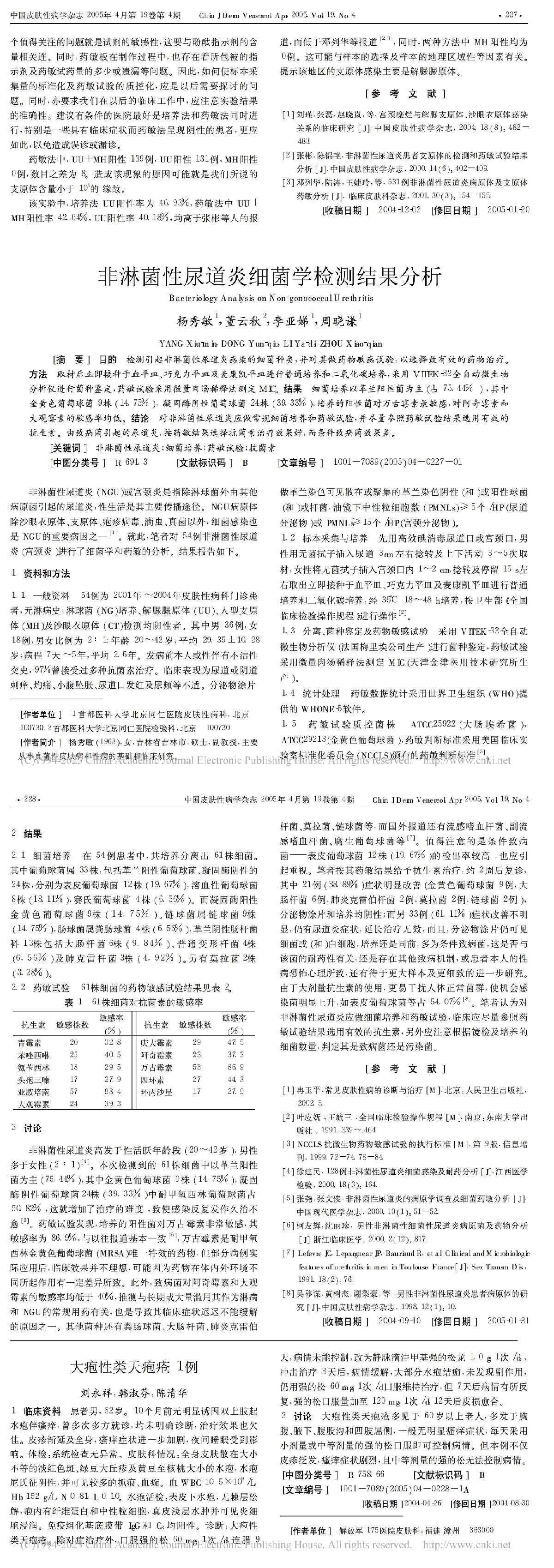 非淋菌性尿道炎细菌学检测结果分析